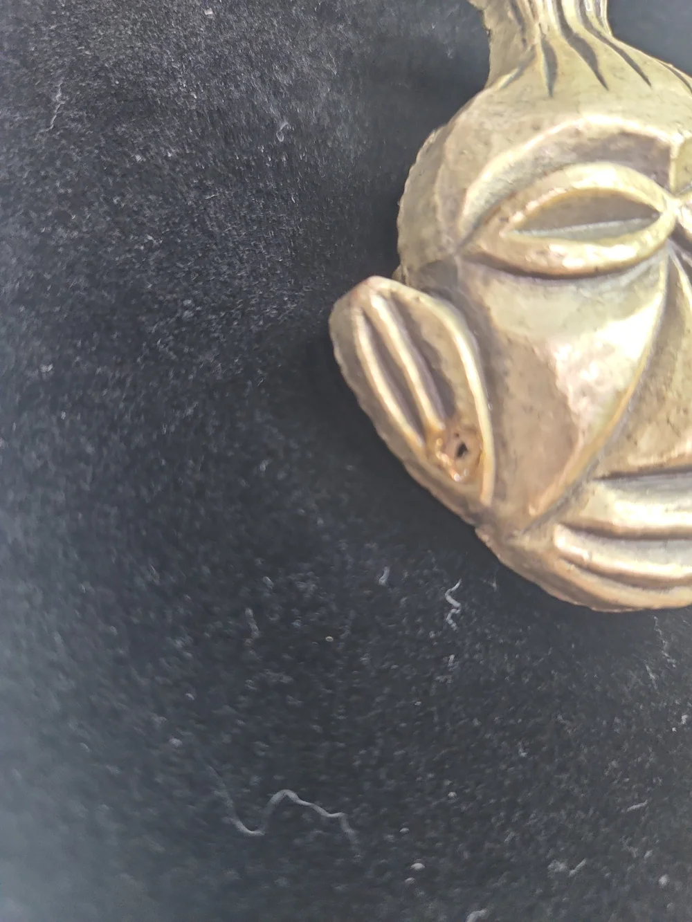 Brass Tribal Face Lapel Pin - Gold Tone